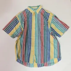 90s NAUTICA マルチストライプ 半袖シャツ レインボー 美品 - メルカリ