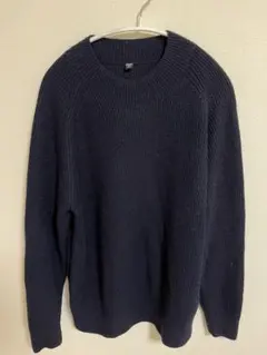 ミドルゲージモックネックセーター (長袖) ユニクロ ネイビー 【XL】