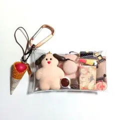 ガチャ詰めポーチ mojojojo マスコット ピンク ブラック