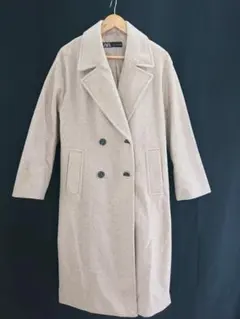 ZARA ダブルボタン ロングコート ベージュ レディース Sのサムネイル