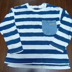 branshes 長袖カットソー 120cm 青白ストライプ