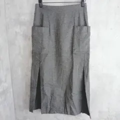【ZARA】グレーの両スリットデザインロングスカート　S