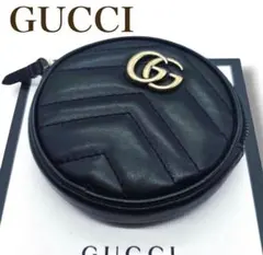 【極美品】GUCCI GGマーモント コインケース 黒 レザー キーリング付