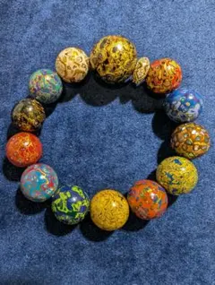 カラフル模様 螺鈿パワーストーンブレスレット