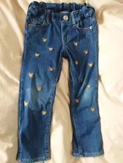 クマ刺繍デニムパンツ 100cm