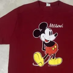 90s Mickey ミッキーマウス USA製 Tシャツ L バーガンディ