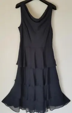 【結婚式・お招ばれ】13号シフォンフリルドレス　ブラック