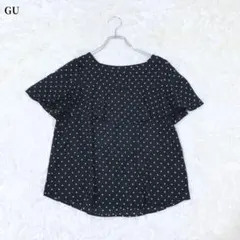 GU ジーユー ドット柄 フリル半袖シャツ シンプル 大人かわいい カジュアル