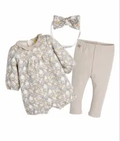 モイモルン　花柄ロンパース・レギンス・ヘアバンドセット