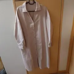 【ViS】春物 長袖 シャツワンピース M ピンクベージュ