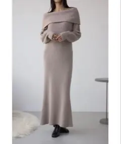 AZUL by moussy オフショルダー ニットワンピース