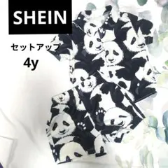 SHEIN パンダ柄 半袖シャツ・ショートパンツセット 4Yのサムネイル