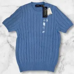 【新品未使用タグ付】ポロラルフローレン　半袖ニットS　水色　ブルー 2025年最新】ラルフローレン ニット 半袖 ブルーの人気アイテム