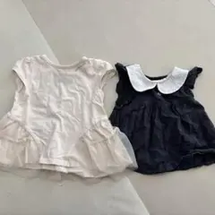 プティマイン　petitmain ベビー服　夏服 ピンクネイビー　チュニック90