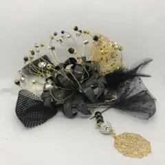 黒のレースの彼岸花つまみ細工髪飾り9点セット