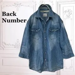 『バックナンバー』デニムシャツ【XL】ブルー 水玉 ドット 7分袖 ダメージ風のサムネイル