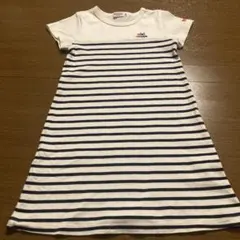 【110】miki HOUSE ストライプ 半袖ワンピース
