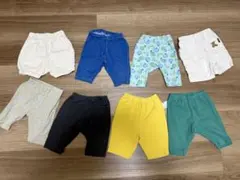 子供用ズボン8点セット、女の子、サイズ80〜90、半ズボン、七分丈