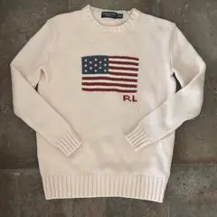 激レア【ピンクポニー】ニット セーター 星条旗 コットン ラルフローレン