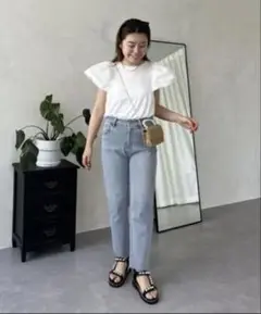 デニムパンツ 「MOMO」ストレッチテーパードデニム レディース