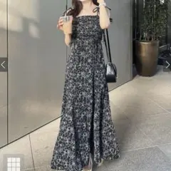新品タグ付〔GRL〕花柄ドロストリボンストラップキャミワンピース Sサイズのサムネイル