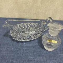 切子ガラス　クリスタル　ダイヤモンドカット　ドレッシングポット　醤油差し　未使用のサムネイル