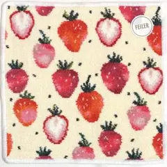 フェイラー　タオルハンカチ　ストロベリードット　アイボリー