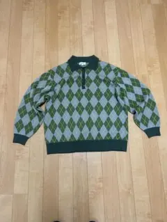 モノマート 柄 ニットポロシャツ