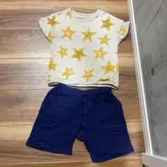 キッズ　Tシャツ　ハーフパンツ　上下セット　星柄　ネイビー　110