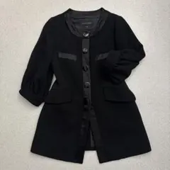 JILLSTUART ノーカラー コート リボン サテン サイズS ブラック