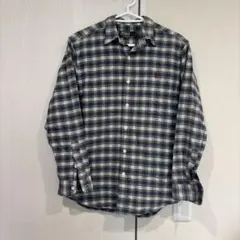 ポロ チェック柄 長袖シャツ ネイビー