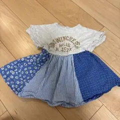BREEZE 80cm ワンピース　ドット　花柄　ドッキングワンピースのサムネイル
