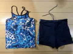speedo 青系花柄セパレート水着上下セット L MIZUNO