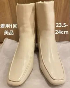 HEART ACTIONスクエアパイピングショートブーツ M 23.5-24cm