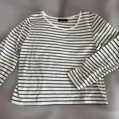 ボーダー　白黒　ロンT　トップス　長袖　レディース　Lサイズ