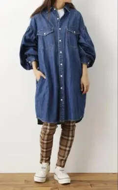 RODEO CROWNS ロデオクラウンズ 春物コットンデニムシャツワンピース