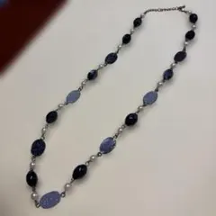 ネイビー ビーズ パール ネックレス 約53〜58cm