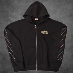 AZVA Crystal Cactus Zip Hoodie Black L