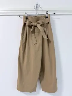 グローバルワーク キッズ ワイドパンツ 120 リボンベルト付き ベージュ