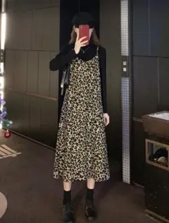 ヒョウ柄キャミソールワンピース