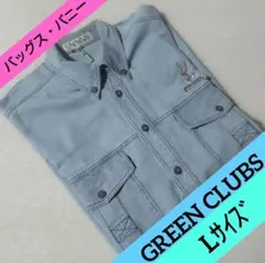 GREEN CLUBS ライトブルー L 長袖シャツ ボタンダウン デニム風のサムネイル