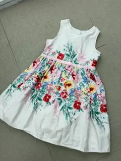 (L06351)KENZO ケンゾー キッズ 花柄　フラワー　ワンピース　7-8のサムネイル
