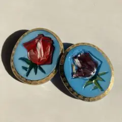 バラのチェコガラスボタン　2個セット