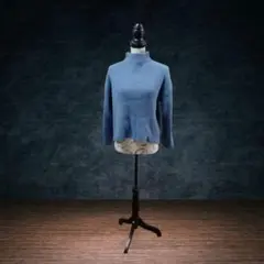 MOUSSY リブ編みブルーニット ハイネック 長袖 トップス