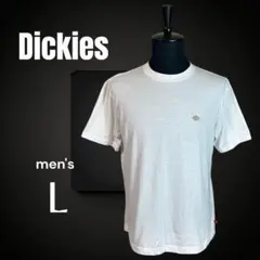 【Dickies】ロゴクルーネックTシャツ　ワッペン　薄手　ホワイト　L