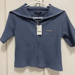 one way ロゴプレートWジップトップス