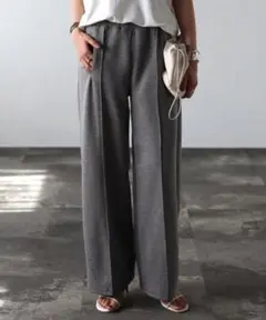 Bonjour Saganセンタープレスストレッチワイドパンツ