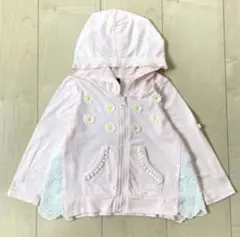 ピンク　薄手　長袖　レース　花柄　パーカー　子供　女の子　服　９０