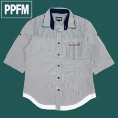 07M032◯ PPFM ストライプ 七分袖 半袖シャツ Y2K 春夏 トップスのサムネイル