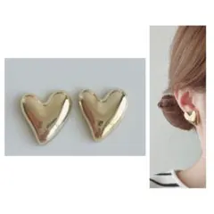 残3‼️メタル　ハート　シンプル　ゴールド　ピアス　イヤリング　ハンドメイド